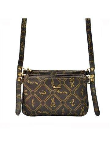 Dámska kabelka z ekokože Eslee ES8952 Coffee Crossbody Gold Fittings