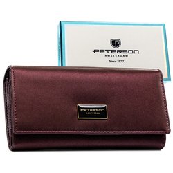 Dámska peňaženka z prírodnej a ekologickej kože vo fialovej farbe so zapínaním na patentku - Peterson