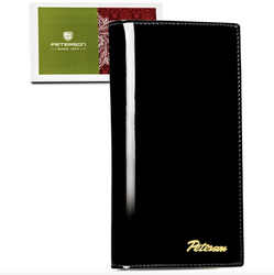 Veľká kožená vertikálna dámska peňaženka v čiernej farbe so zapínaním na magnet - Peterson