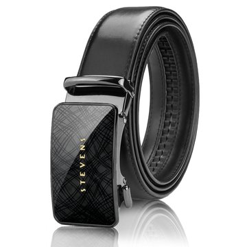 Pánsky kožený opasok Stevens – čierny, automatická pracka, široký, pravá koža