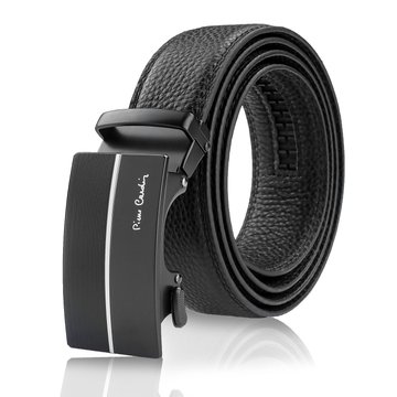 Pánsky kožený opasok Pierre Cardin Black Metal Automatic Buckle