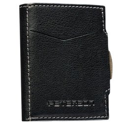 Malá kožená vertikálna pánska peňaženka v čiernej farbe so zapínaním na patentku - Peterson