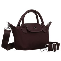 Dámska poštová kabelka z bordového polyesteru zavesená na širokom popruhu a praktických držadlách - Peterson