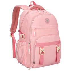 Módny polyesterový školský batoh v ružovej farbe, zavesený na nastaviteľných popruhoch - Peterson