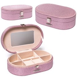 Ružová šperkovnica so zabudovaným zrkadlom - Peterson
