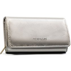 Veľká strieborná dámska peňaženka z ekologickej kože s vonkajším vreckom - 4U Cavaldi