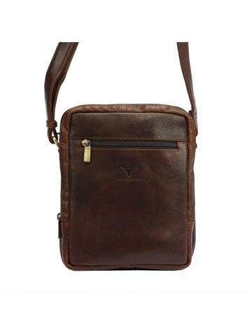 Pánska kožená taška Money Kepper HN1552 v hnedej farbe, crossbody s nastaviteľným popruhom