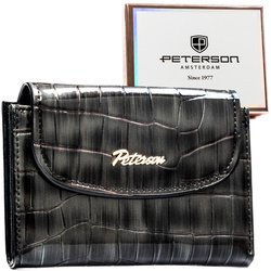 Šedá dámska peňaženka z ekologickej kože s potlačou krokodílej kože - Peterson