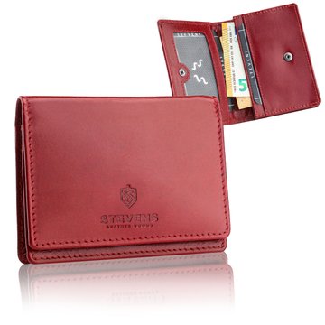 Červené kožené etui na vizitky a karty STEVENS Unisex Pionová orientácia s firemnou krabičkou