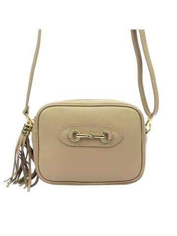 Dámska kabelka cez rameno Luka Dollaro tmavo béžová prírodná koža