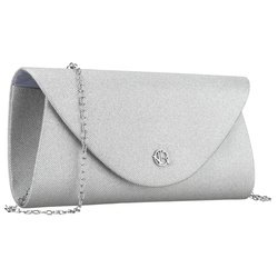 Dámska brokátová spojková taška zo syntetickej tkaniny v striebornej farbe - Rovicky