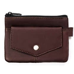 Hnedé puzdro z prírodnej kože s vreckami na zips