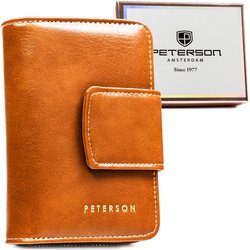 Elegantná hnedá dámska peňaženka z ekologickej kože so systémom RFID - Peterson