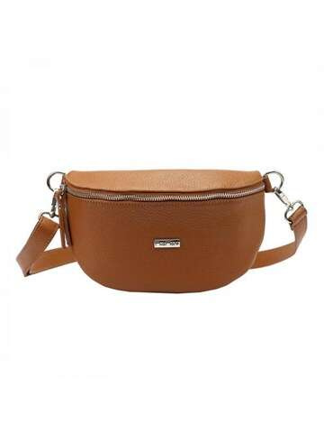 Kabelka z prírodnej kože MiaMore 01-029 D DOLLARO v tmavej karamelovej farbe, crossbody štýl