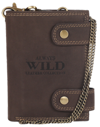 Atraktívna pánska kožená peňaženka s mosadznou retiazkou - Always Wild