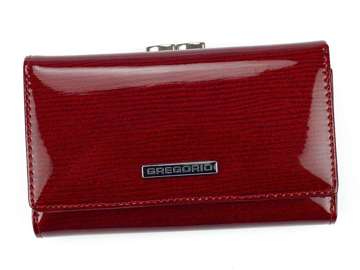 Červená dámska kožená peňaženka Gregorio LN-108 s ozdobnou sponou a ochranou RFID
