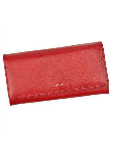 Červená dámska kožená peňaženka PATRIZIA IT-100 RFID s horizontálnym formátom a bezpečnostnou ochranou