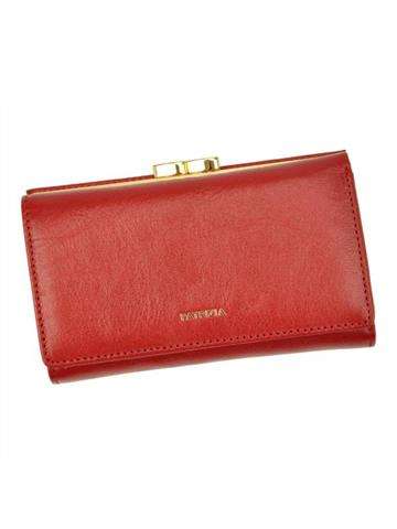 Červená dámska kožená peňaženka PATRIZIA IT-108 RFID s ozdobným zámkom a funkciou ochrany kariet