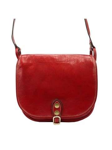 Červená kožená kabelka Florence 8863 Crossbody Small Natural Leather