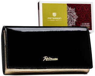 Čierna a zlatá lakovaná dámska peňaženka - Peterson