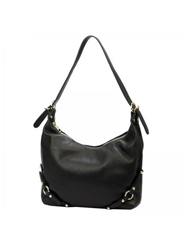 Čierna kožená kabelka Luka 24-006 DOLLARO Shopperbag s odnímateľným popruhom