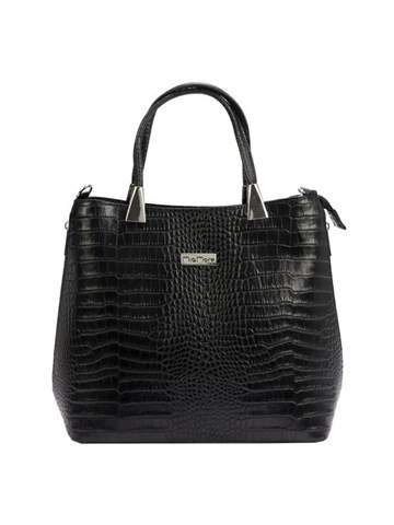 Čierna kožená kabelka MiaMore 01-032 COCO Shopperbag s odnímateľným popruhom