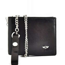 Čierna kožená pánska peňaženka s retiazkou - Peterson