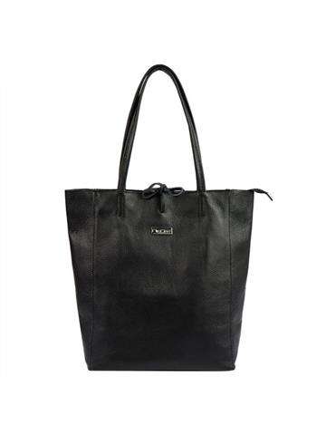 Čierna kožená taška MiaMore 01-014 Z DOLLARO s prírodnou kožou a strieborným kovaním