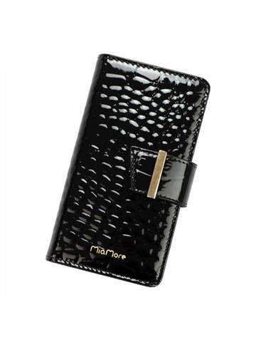 Čierne kožené puzdro MiaMore PHONE CASE L1789 pre iPhone 13 s vreckami na karty a magnetickým zatváraním