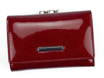Dámska červená Gregorio PT-117 peňaženka z pravej kože s ozdobným zapínaním a funkciou RFID SECURE