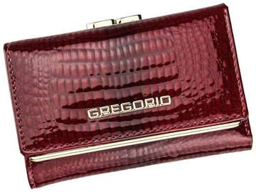 Dámska červená kožená peňaženka Gregorio SLL-117 s ozdobnou sponou a ochranou RFID