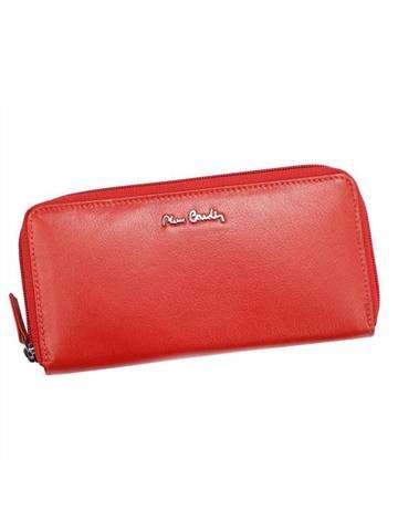 Dámska červená kožená peňaženka Pierre Cardin TILAK92 2201 s orientáciou na zips a logom