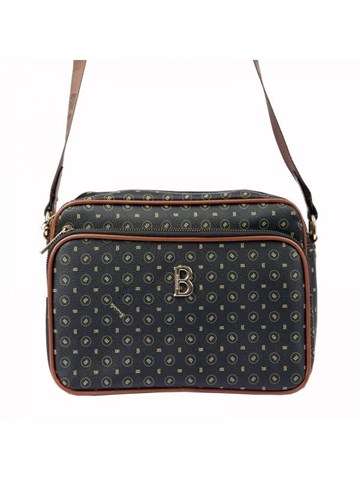 Dámska kabelka BRICIOLE Eco-Leather Black Brown Letter Bag Gold Fittings Medium 4047#