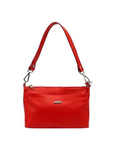 Dámska kabelka MiaMore 01-016 DOLLARO taška cez rameno červená prírodná koža
