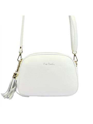 Dámska kabelka Pierre Cardin 4500 FTT DOLLARO z prírodnej kože v bielej farbe so štýlom crossbody