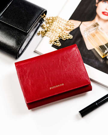 Dámska kompaktná kožená peňaženka - Peterson - červená