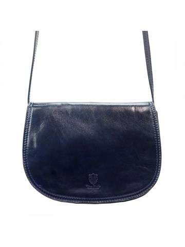 Dámska kožená kabelka Florence 5512 v tmavomodrej farbe, crossbody z prírodnej kože