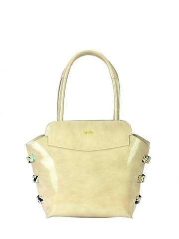 Dámska kožená kabelka Gilda Tonelli Beige Shopperbag s prírodnými detailmi a strieborným kovaním