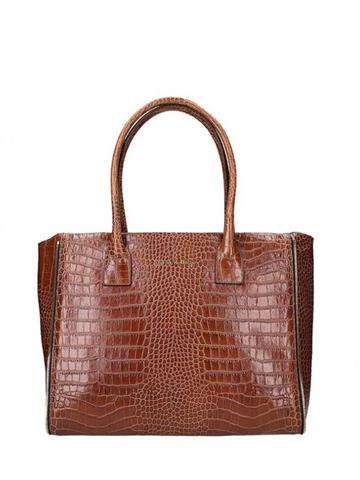 Dámska kožená kabelka Innue E363 v štýle shopperbag hnedej farby s prírodnou kožou a strieborným kovaním