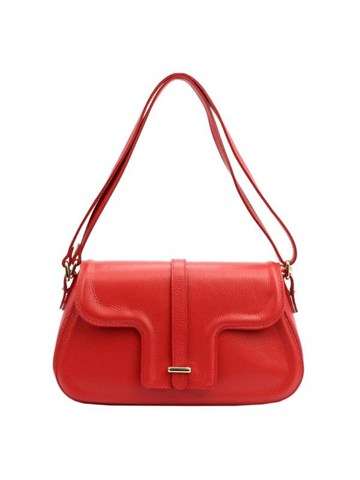 Dámska kožená kabelka Luka 112350 v tmavočervenej farbe - prírodná koža - stredná veľkosť - štýl messenger/ramenná kabelka
