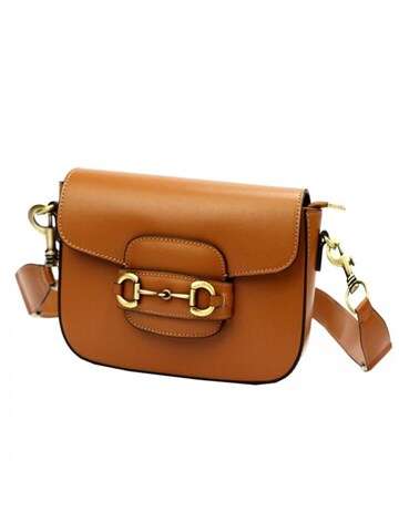 Dámska kožená kabelka Luka 20-095 camel-2 crossbody s ozdobným zapínaním