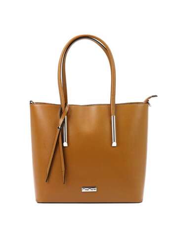 Dámska kožená kabelka Luka FRENZY shopperbag v ťavej farbe s odnímateľným popruhom