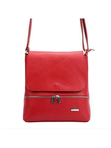 Dámska kožená kabelka MiaMore 01-023 DOLLARO červená kabelka cez rameno z prírodnej kože