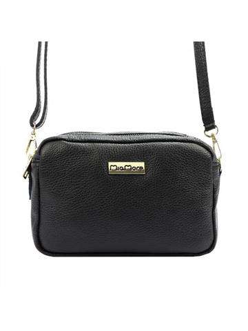 Dámska kožená kabelka MiaMore 01-027 DOLLARO black crossbody z prírodnej kože