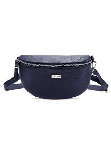 Dámska kožená kabelka MiaMore 01-029 D DOLLARO navy blue