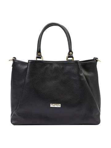 Dámska kožená kabelka MiaMore 01-052 DOLLARO black shopperbag s odnímateľným popruhom