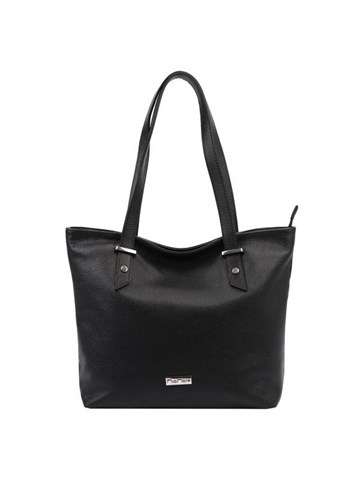 Dámska kožená kabelka MiaMore 01-058 DOLLARO black shopperbag s prírodnou kožou