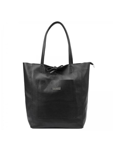 Dámska kožená kabelka MiaMore 01-060 DOLLARO black shopperbag