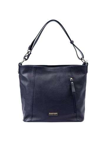 Dámska kožená kabelka MiaMore Dollaro 01-045 v tmavomodrej farbe shopperbag