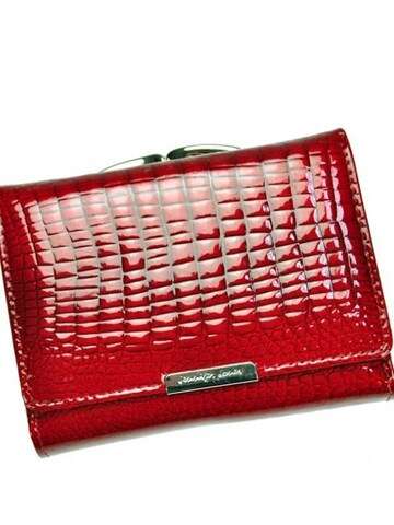 Dámska kožená peňaženka Jennifer Jones 5243-2 červená horizontálna stredná s 10 vreckami na karty